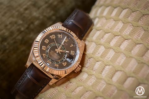 rolex sky dweller gold brown|sky dweller Rolex price.